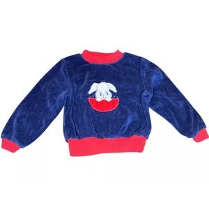 Vintage 80's Sears Baby Bunny Velour Ringer Sweatshirt